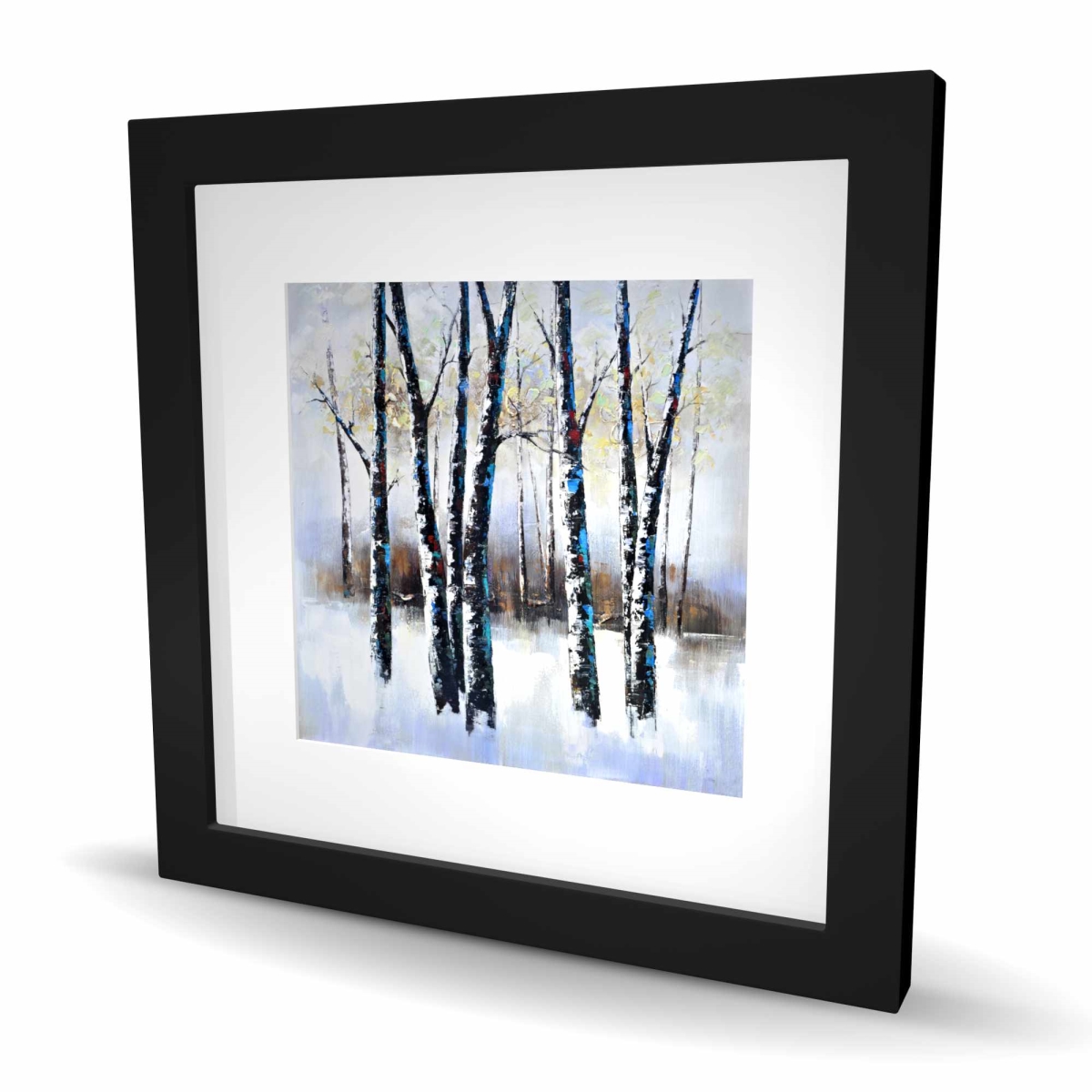 C1FM1616VNUTS5 16 x 16 in. Frosted Trees - Office Seasons Framed Matted Print for Decor