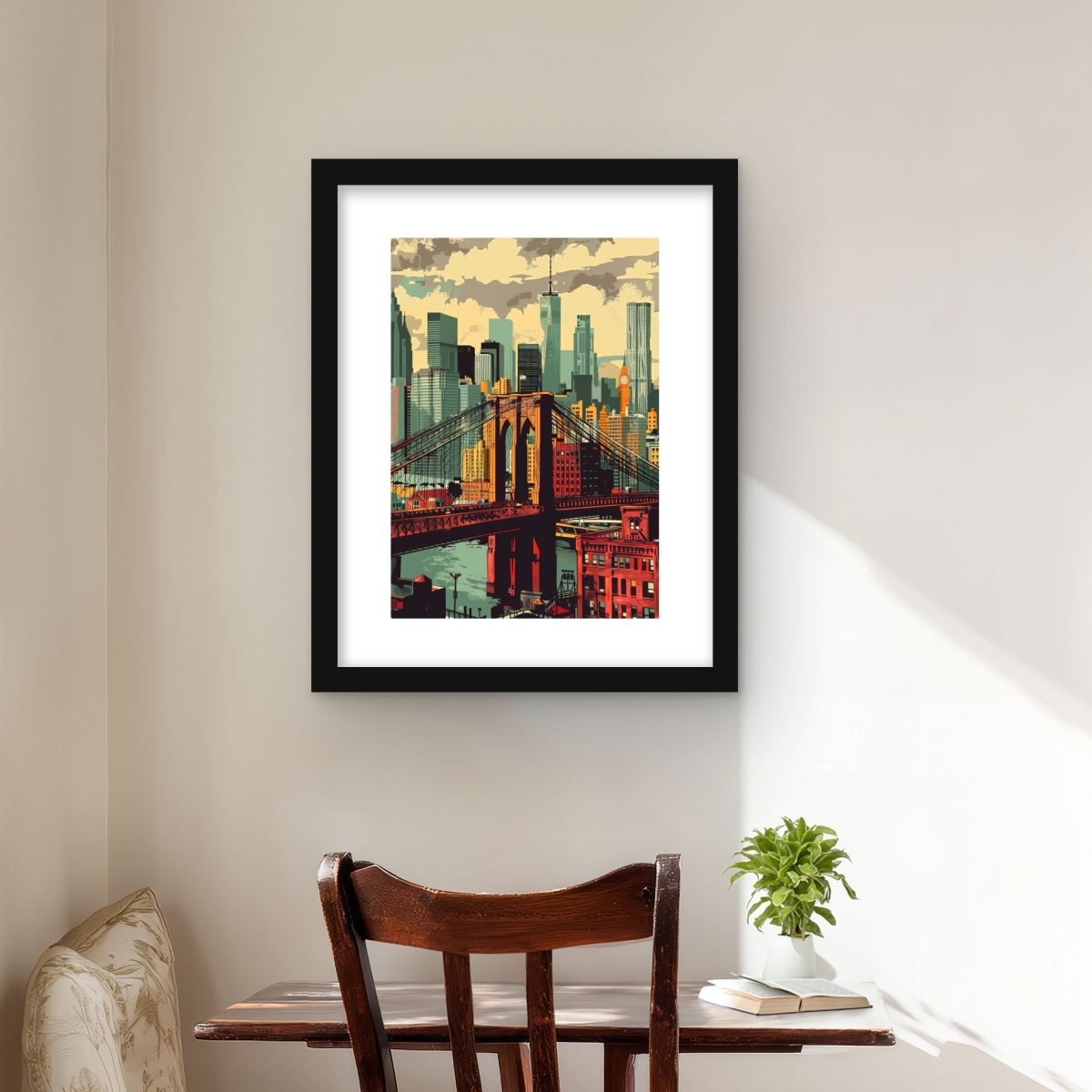C1FM1620BV5GA6 16 x 20 in. The Bridge - Red Framed Matted Print for Home Decor