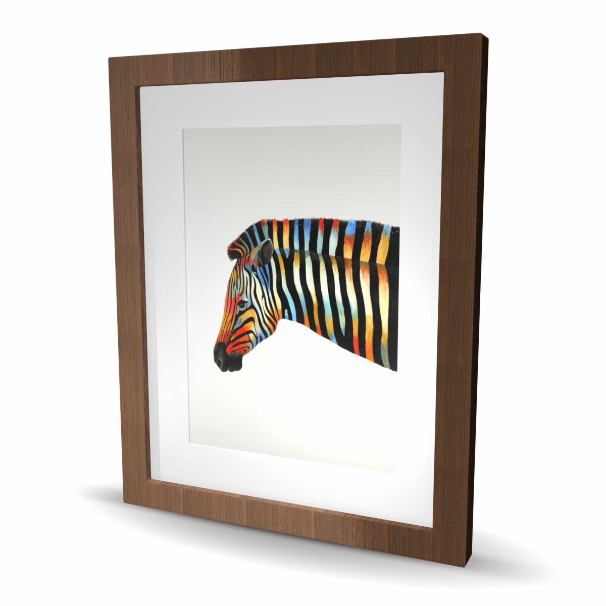 C1FM1620CI0BH4 16 x 20 in. Colorful Zebra - Wildlife Orange Framed Matted Print Decor