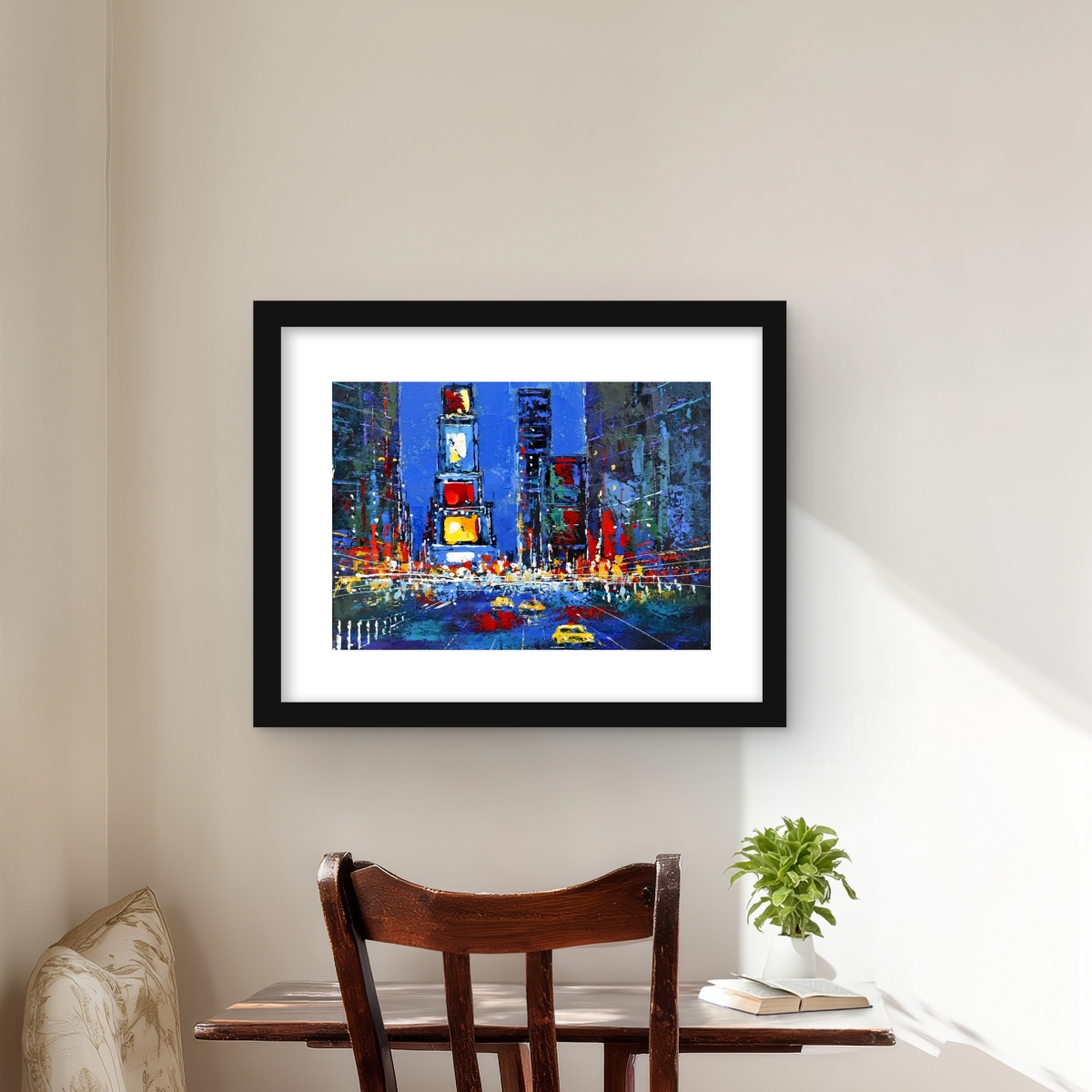 C1FM1620Q6OIYW 16 x 20 in. Times Square Illuminated - Red Building Matted Print Decor