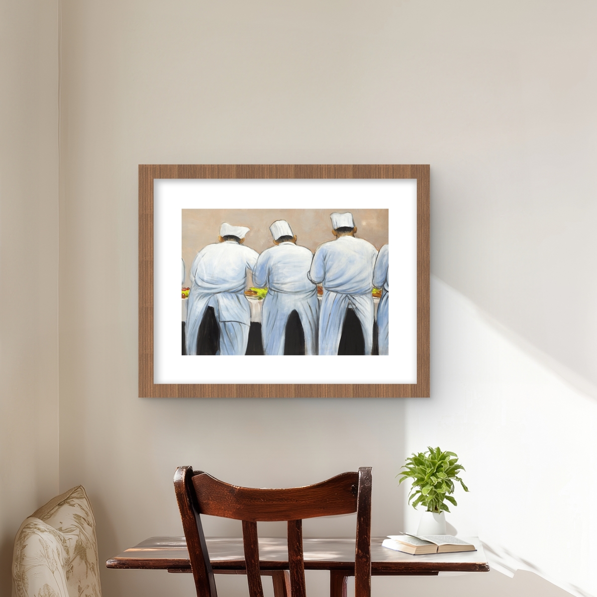 C1FM1620QPMG9X 16 x 20 in. Cooks Chefs Working Together - Gray Gastronomy Framed Print