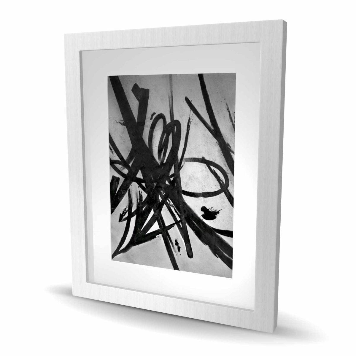 C1FM1620R0BY73 16 x 20 in. Circular Strokes - Gray Framed Matted Print for Home Decor