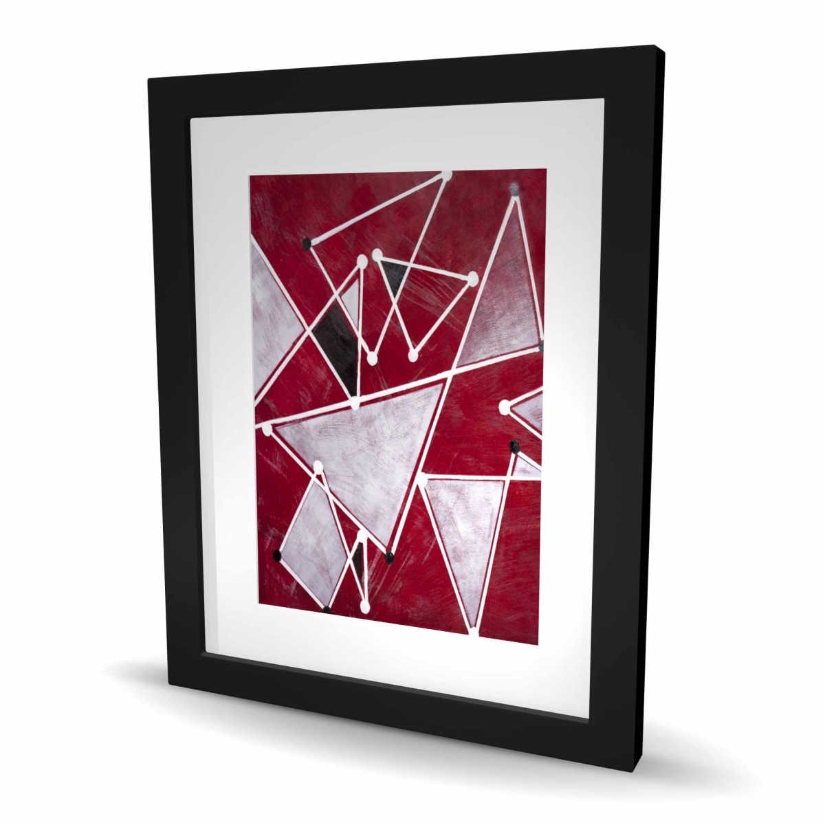 C1FM1620RRK65E 16 x 20 in. White Triangles on Red Background - Gray Office Framed Print