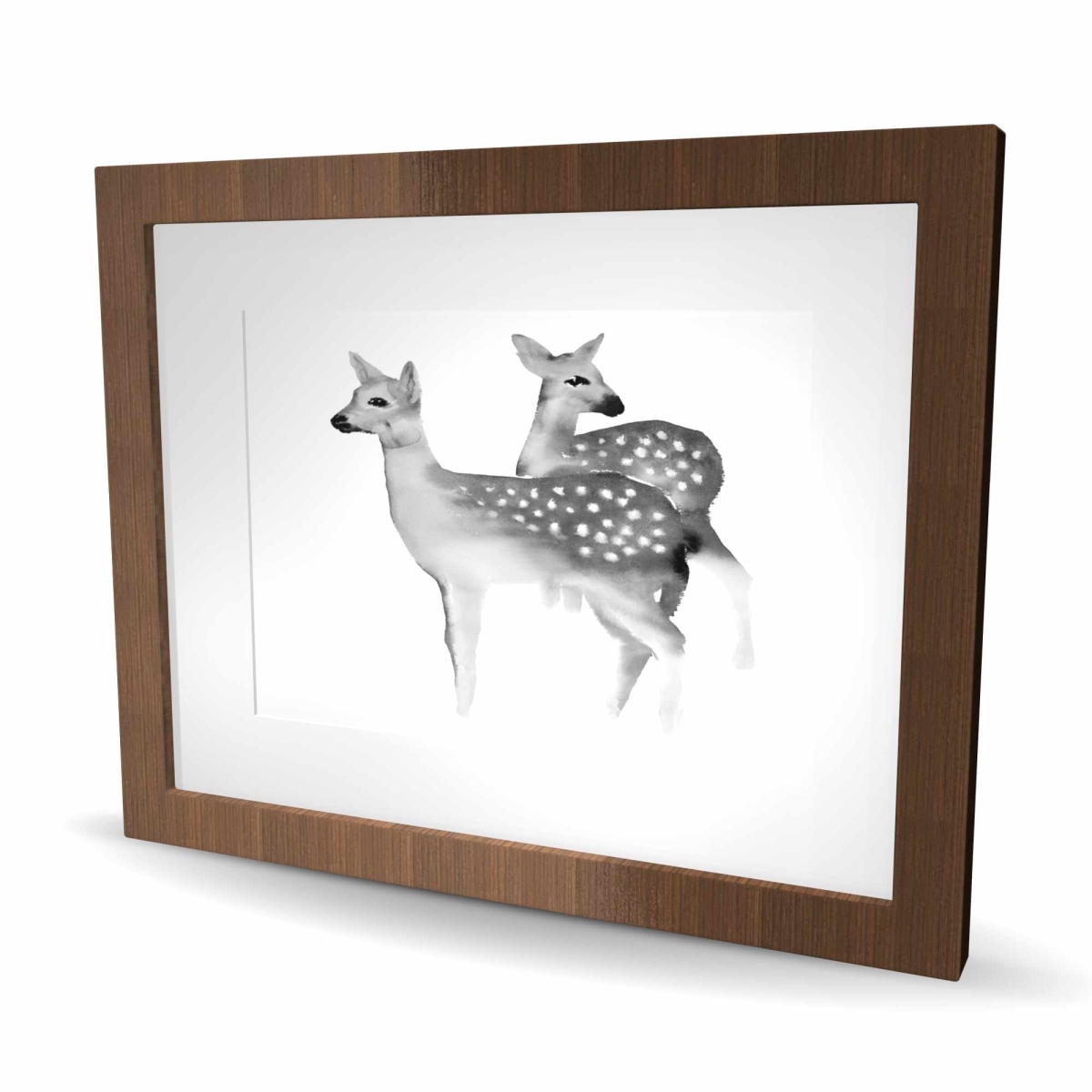 C1FM162086E0A9 16 x 20 in. Faon Black & White - Office Wildlife Framed Print Decor