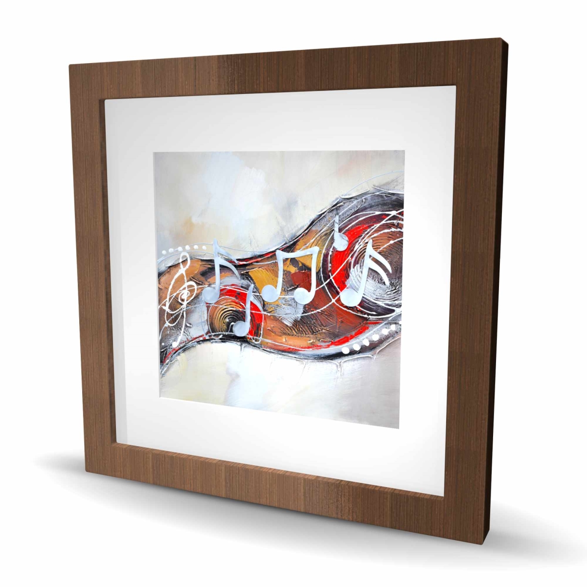 C1FM16166C6PS0 16 x 16 in. Abstract Serenade - Red Living Room Framed Matted Print