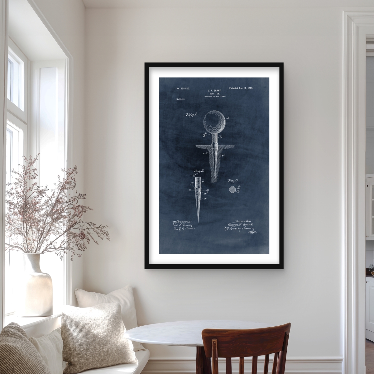 C1FM2436QBS4CM 24 x 36 in. Blueprint of Golf Tee - Blue Man Cave Framed Matted Print