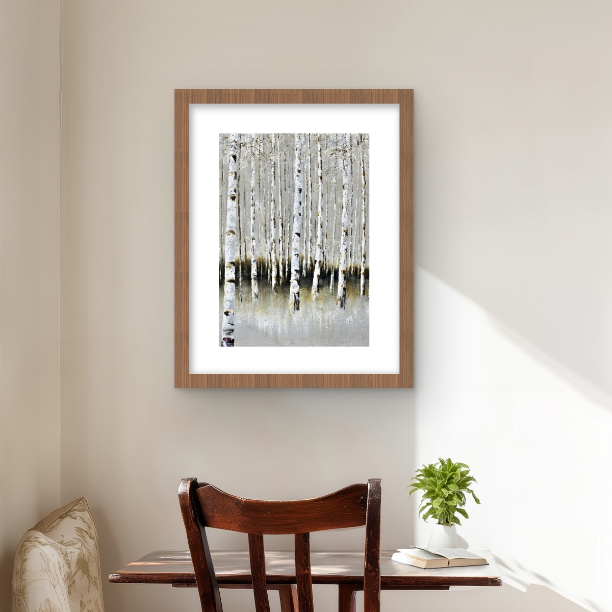 C1FM1620ALRRS6 16 x 20 in. Winter Forest Landscape - Gray Framed Matted Print for Decor