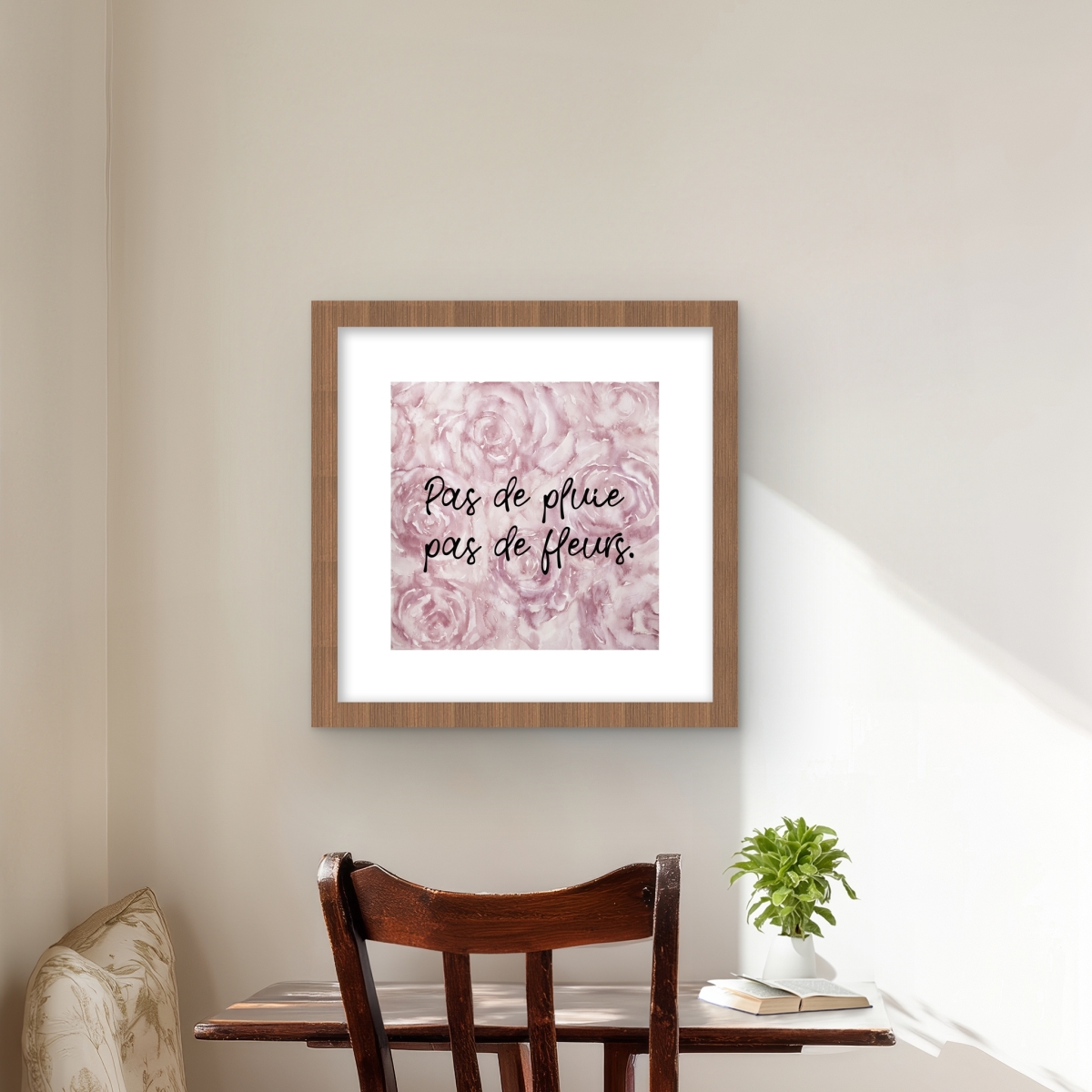 C1FM1616M2S09G 16 x 16 in. Pas De Pluie Pas De Fleurs - Romantic Bedroom Framed Print