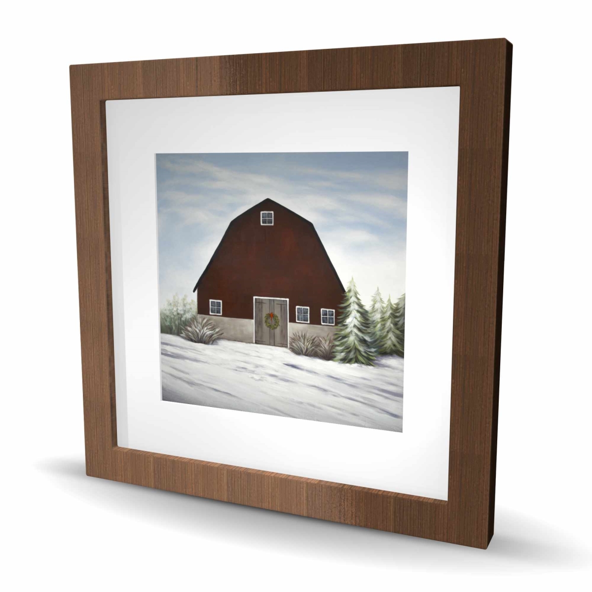 C1FM1616JOV8IZ 16 x 16 in. Its Winter on the Farm - Bedroom Trees Framed Print Decor