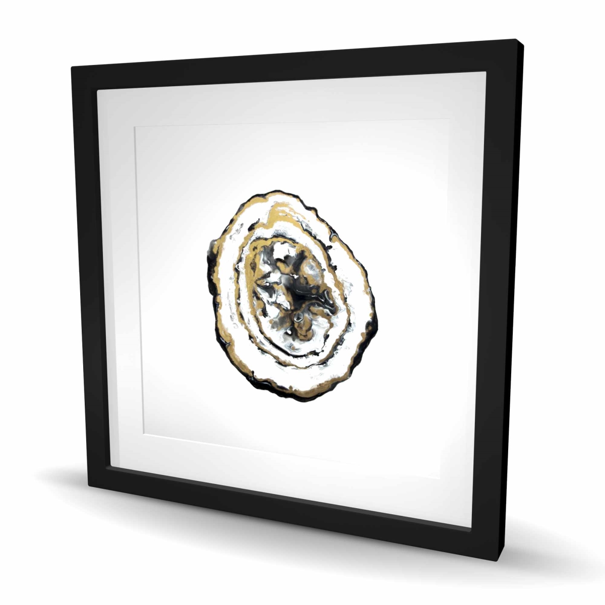 C1FM2424BLRN3M 24 x 24 in. Golden Geode - Abstract Framed Matted Print for Home Decor