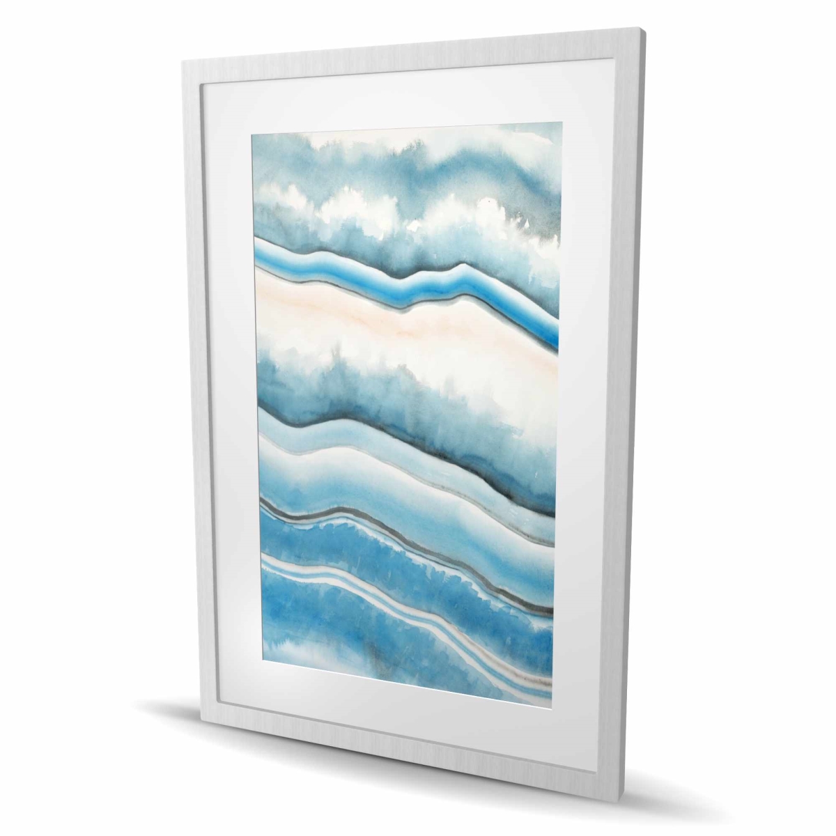 C1FM2436U763IC 24 x 36 in. Textured Geode - Blue Illustrative Framed Matted Print Decor
