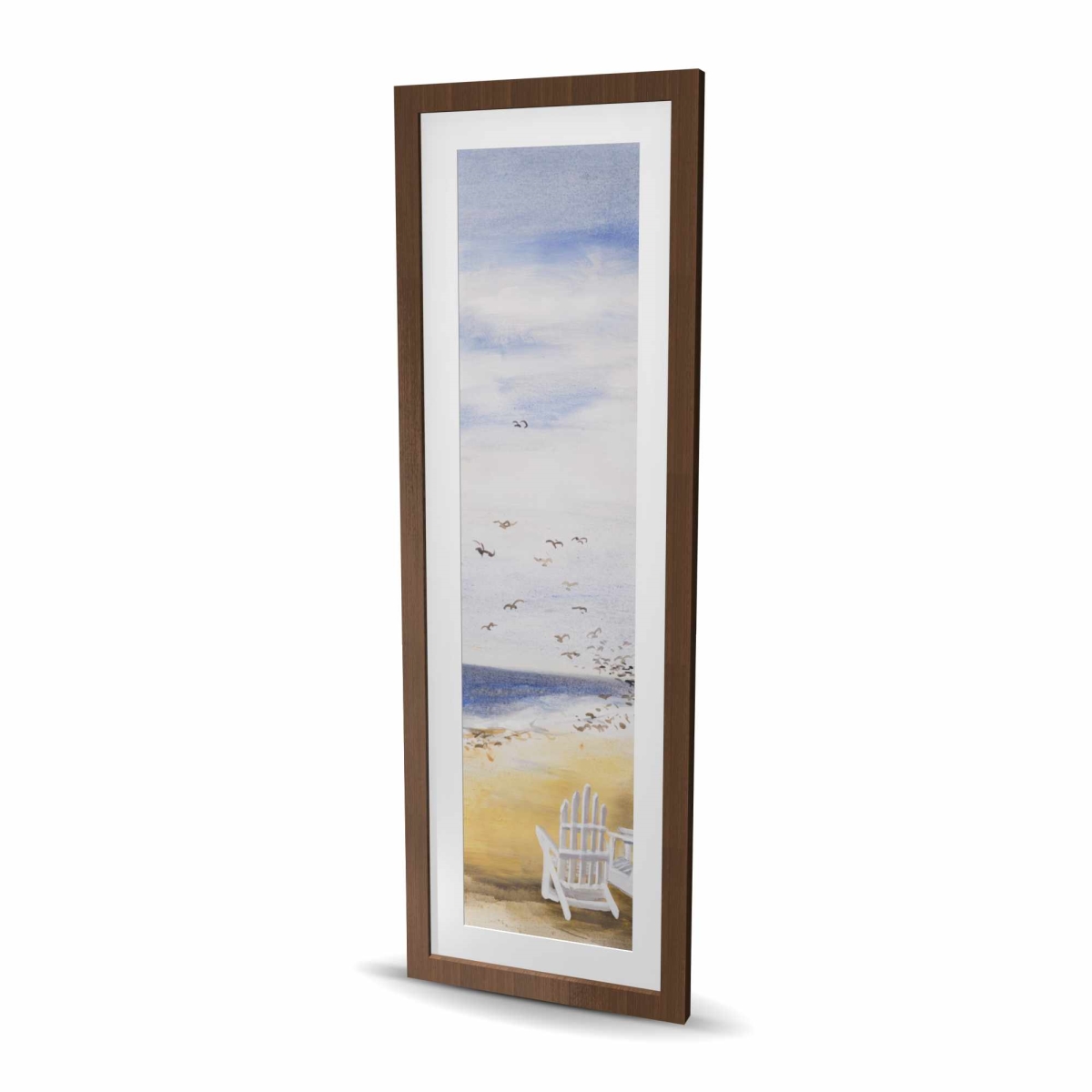 C1FM1648QK0GIC 16 x 48 in. Day At the Beach - Beige Beach Framed Matted Print Decor