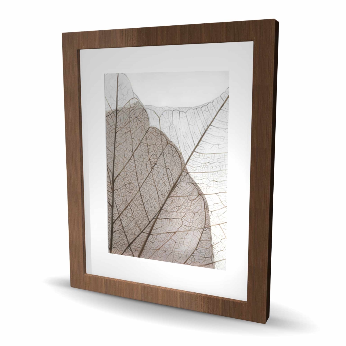 C1FM16202GW51F 16 x 20 in. Translucent Dried Leaves - Brown Hyperrealist Framed Print