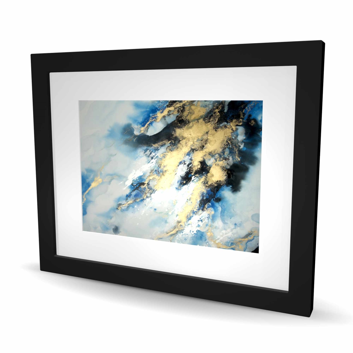 C1FM1620UTLJDL 16 x 20 in. Blue Marble - Framed Matted Print for Blue Bathroom Decor
