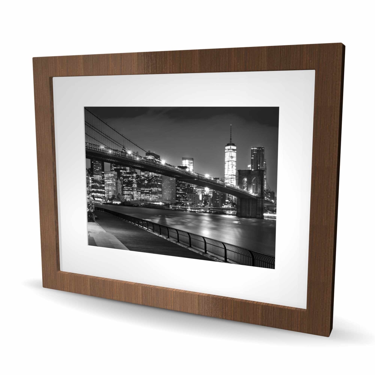 C1FM1620BLBNJ9 16 x 20 in. City Under the Night - Gray Building Matted Print for Decor