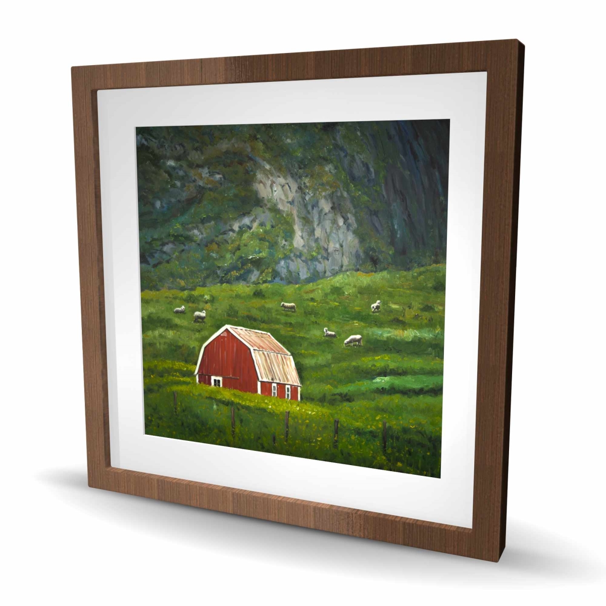 C1FM2424QBZFOL 24 x 24 in. Life in the Countryside - Rustic Red Framed Print for Decor