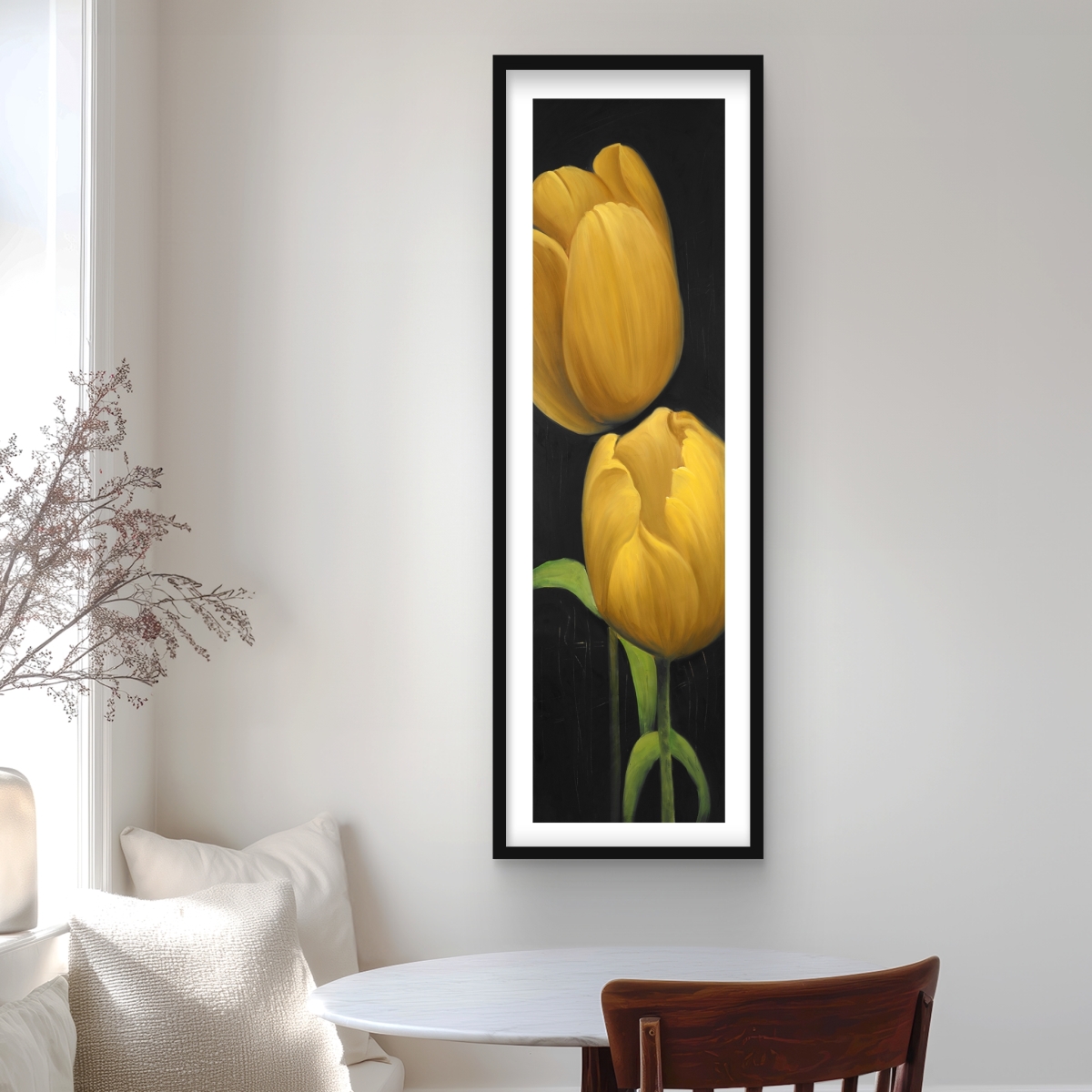 C1FM1648D3KN6V 16 x 48 in. Two Daffodils Flowers Framed Matted Print - Home Decor Art