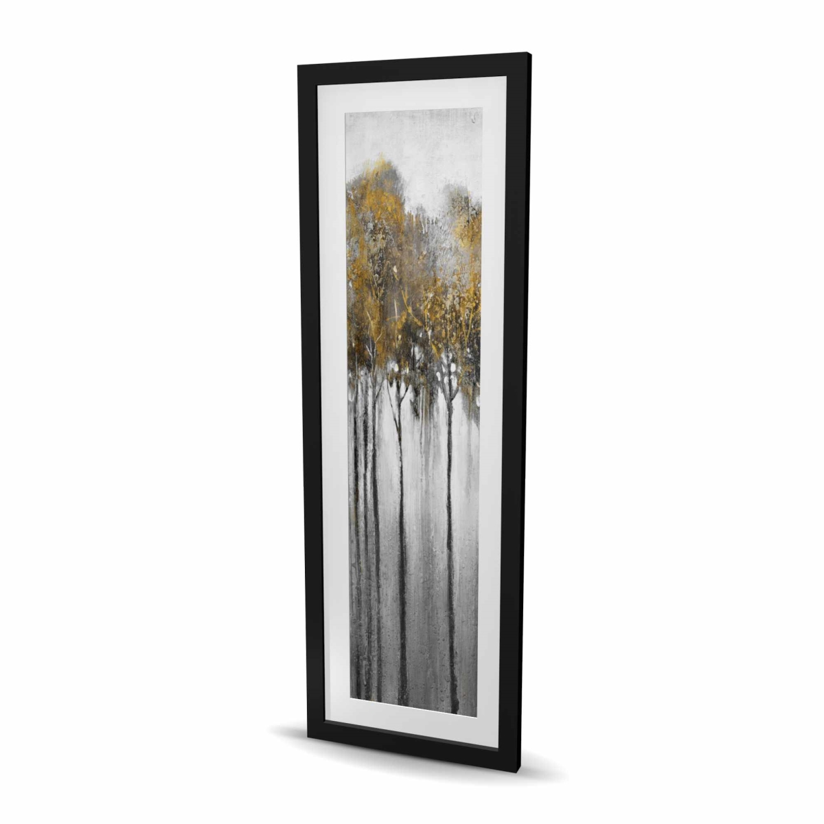 C1FM1648E9UHHP 16 x 48 in. Abstract Yellow Forest - Framed Matted Print for Home Decor