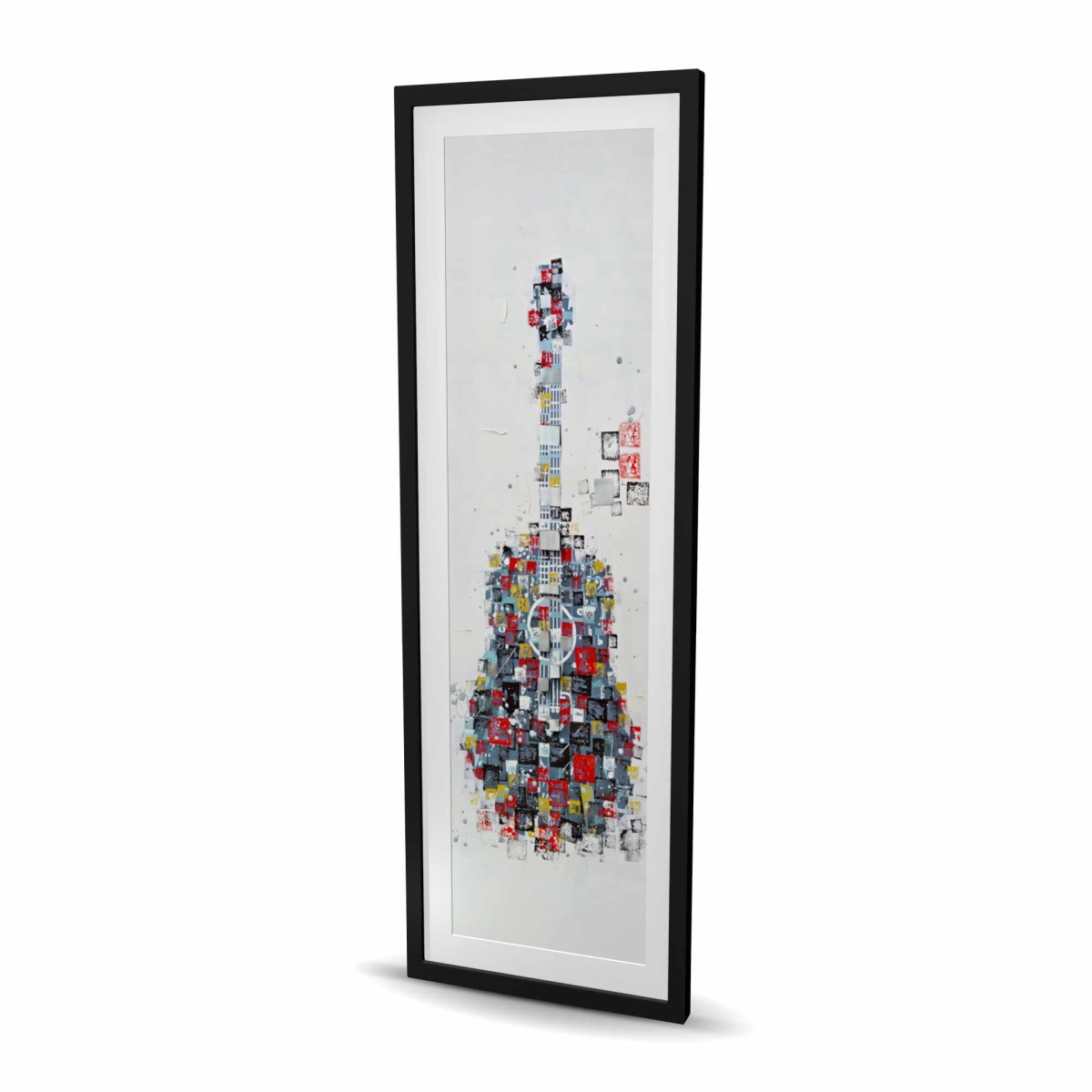 C1FM2060E2MS20 20 x 60 in. Abstract Geometric Guitar - Contemporary Framed Print Decor