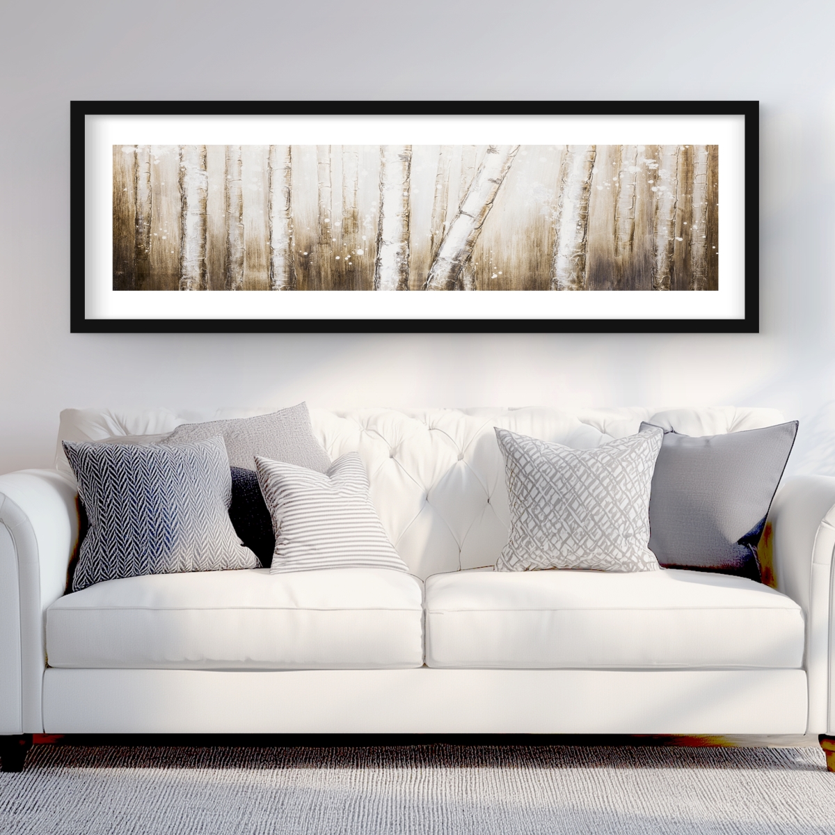 C1FM2060I2N47F 20 x 60 in. Texturized Abstract Forest - Trees Beige Framed Print Decor