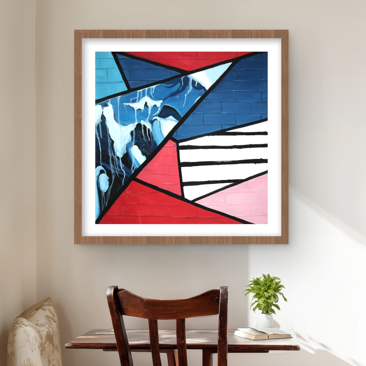 C1FM2424XXFUN3 24 x 24 in. Diagonal Unity - Retro Framed Matted Print for Home Decor