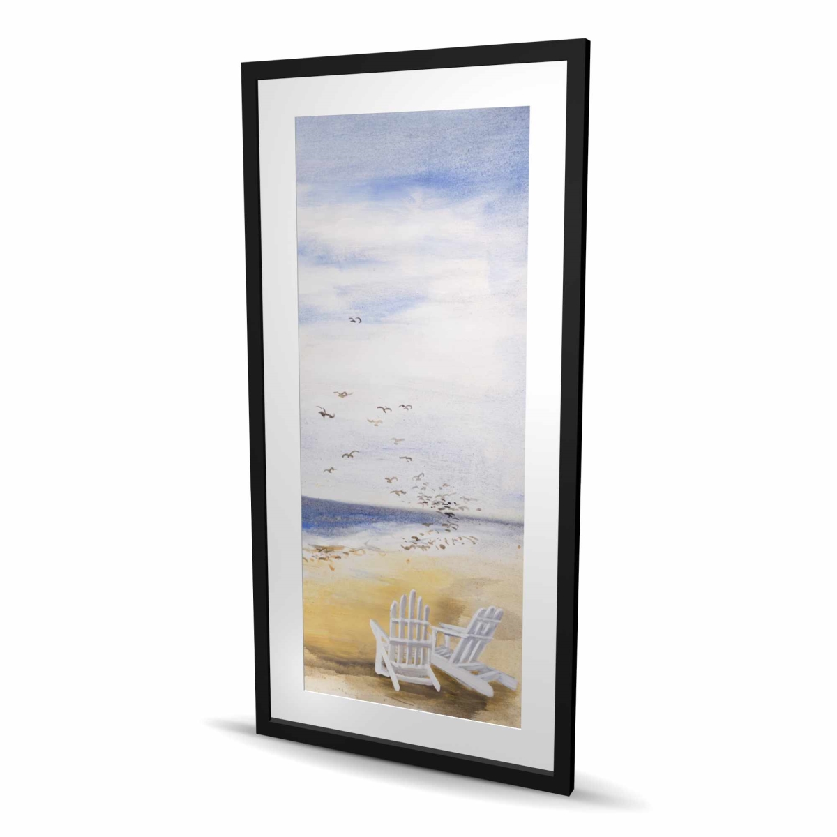C1FM2448H3GBJS 24 x 48 in. Day At the Beach - Travel & Maps White Framed Matted Print