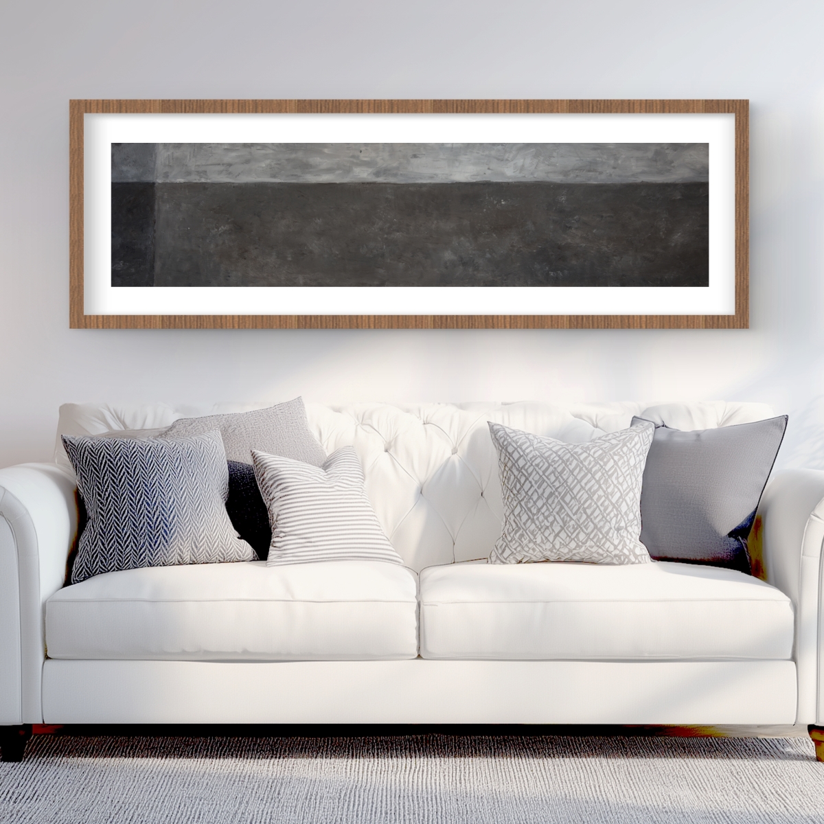 C1FM2060KDVUUW 20 x 60 in. Shades of Gray - Monochrome Shapes Framed Matted Print