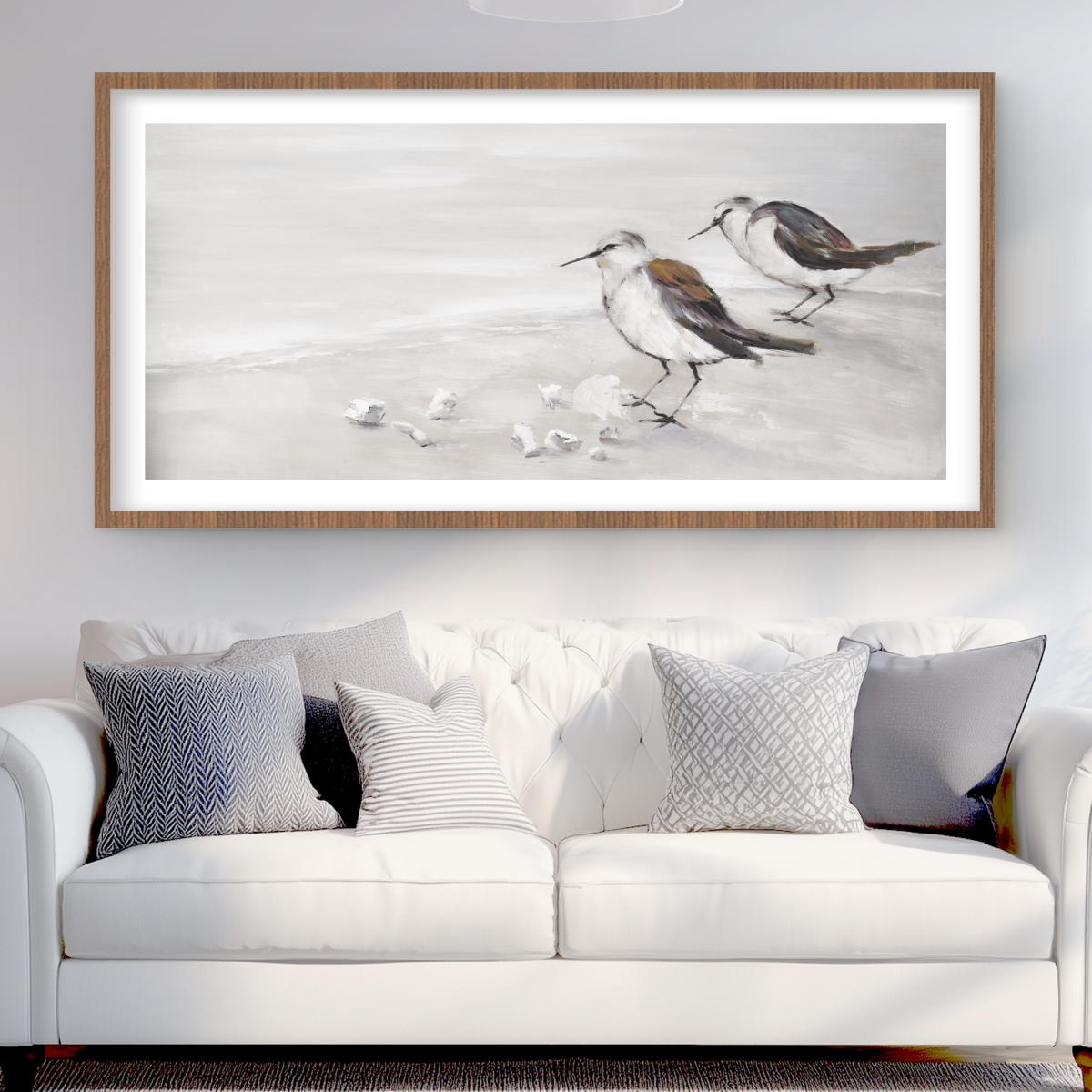 C1FM2448LJ21EI 24 x 48 in. Two Sandpipers Birds Framed Matted Print - Home Decor Art