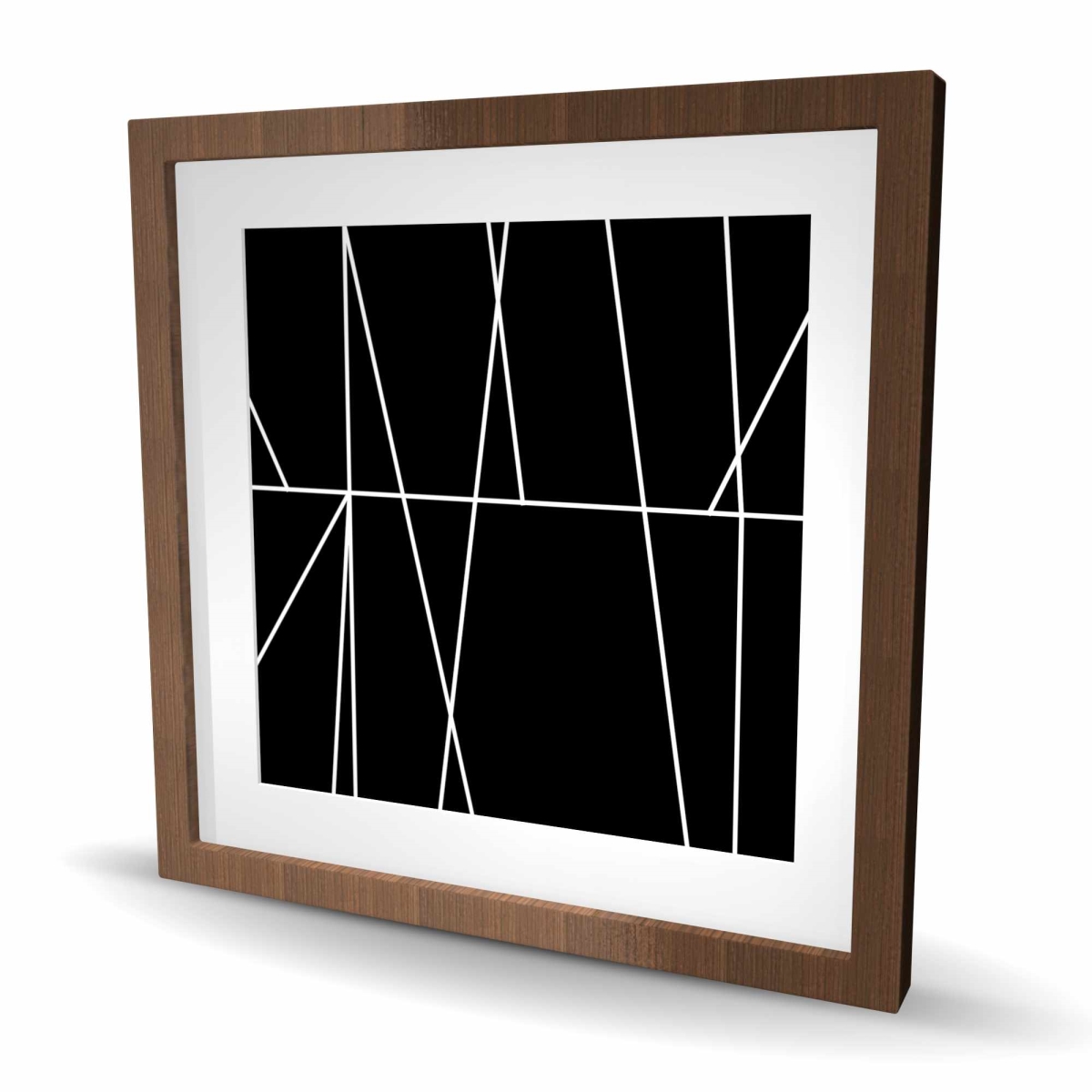 C1FM2424BKEA8D 24 x 24 in. White Stripes on Black Background - Modern Framed Print