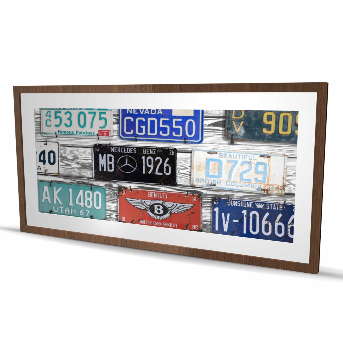 C1FM2448NH5ZW0 24 x 48 in. Vintage Plates Registration - Man Cave Framed Matted Print