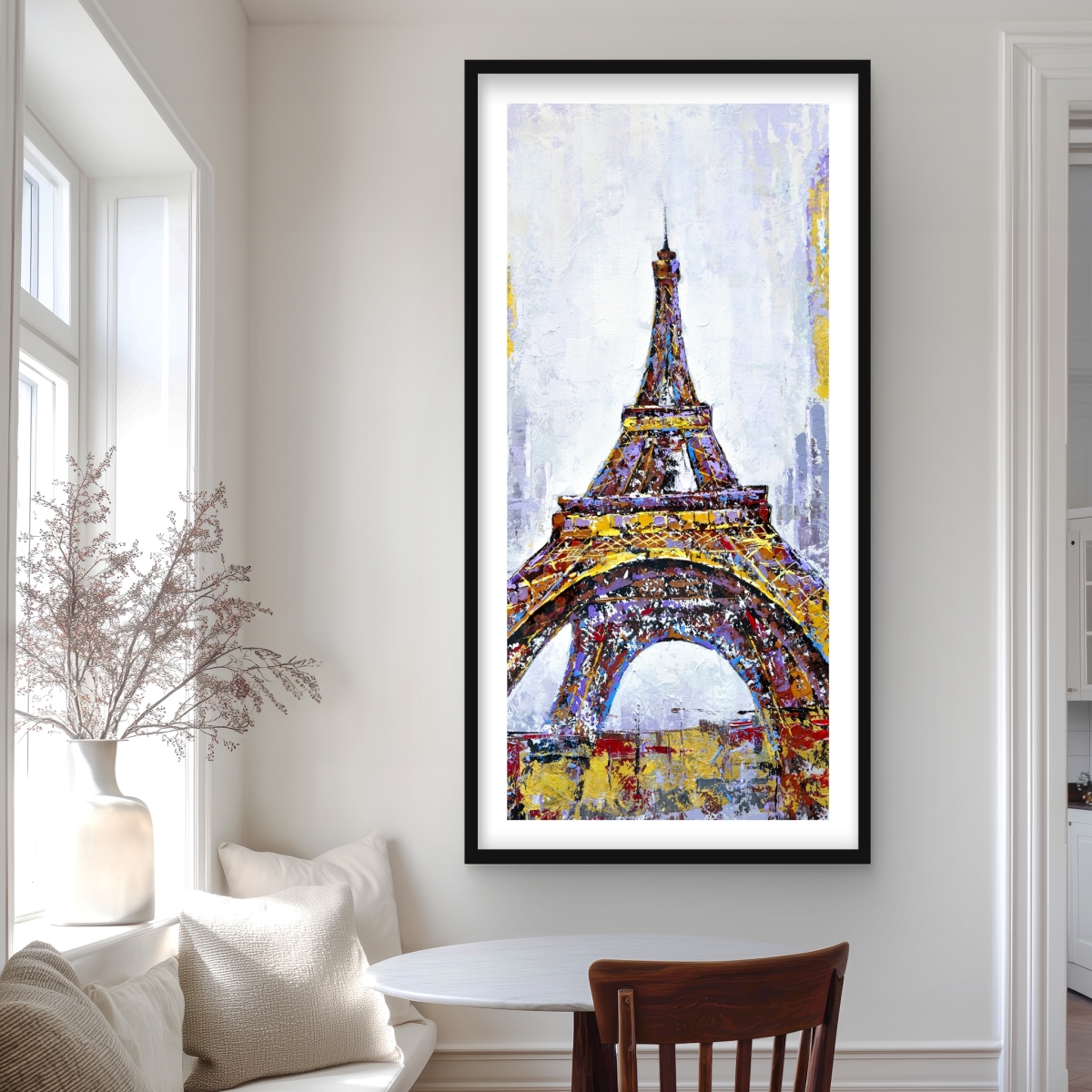 C1FM2448OP6R6E 24 x 48 in. Abstract Paint Splash Eiffel Tower - Framed Matted Print