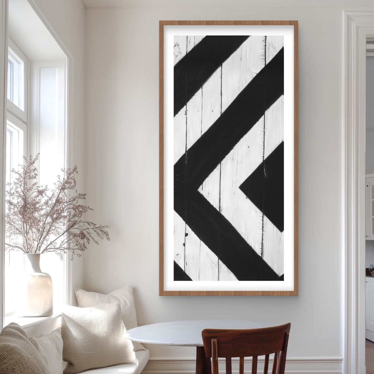 C1FM2448P1TGLF 24 x 48 in. Rhombus on Wood - Man Cave White Framed Matted Print