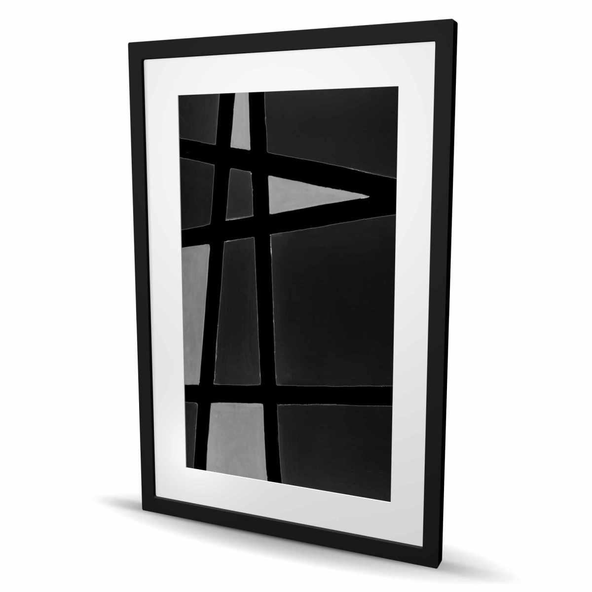 C1FM24364CC8MT 24 x 36 in. Black & White Abstract Shapes - Framed Matted Print Decor