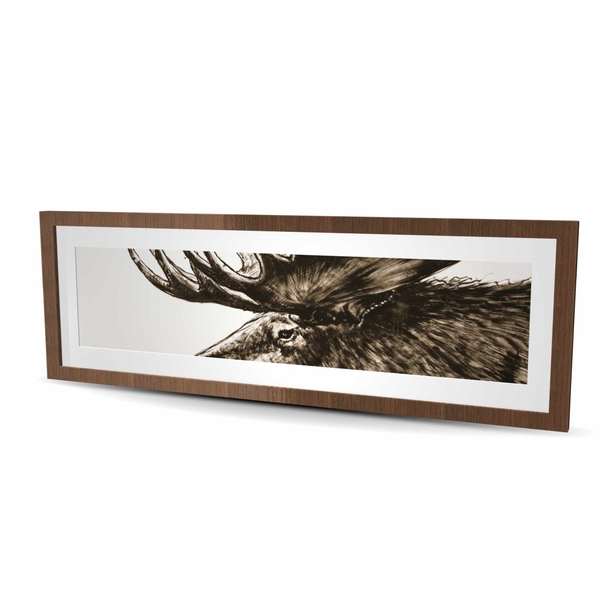 C1FM1648SI7ES3 16 x 48 in. Moose Plume Sepia - Rustic Man Cave Framed Print Decor