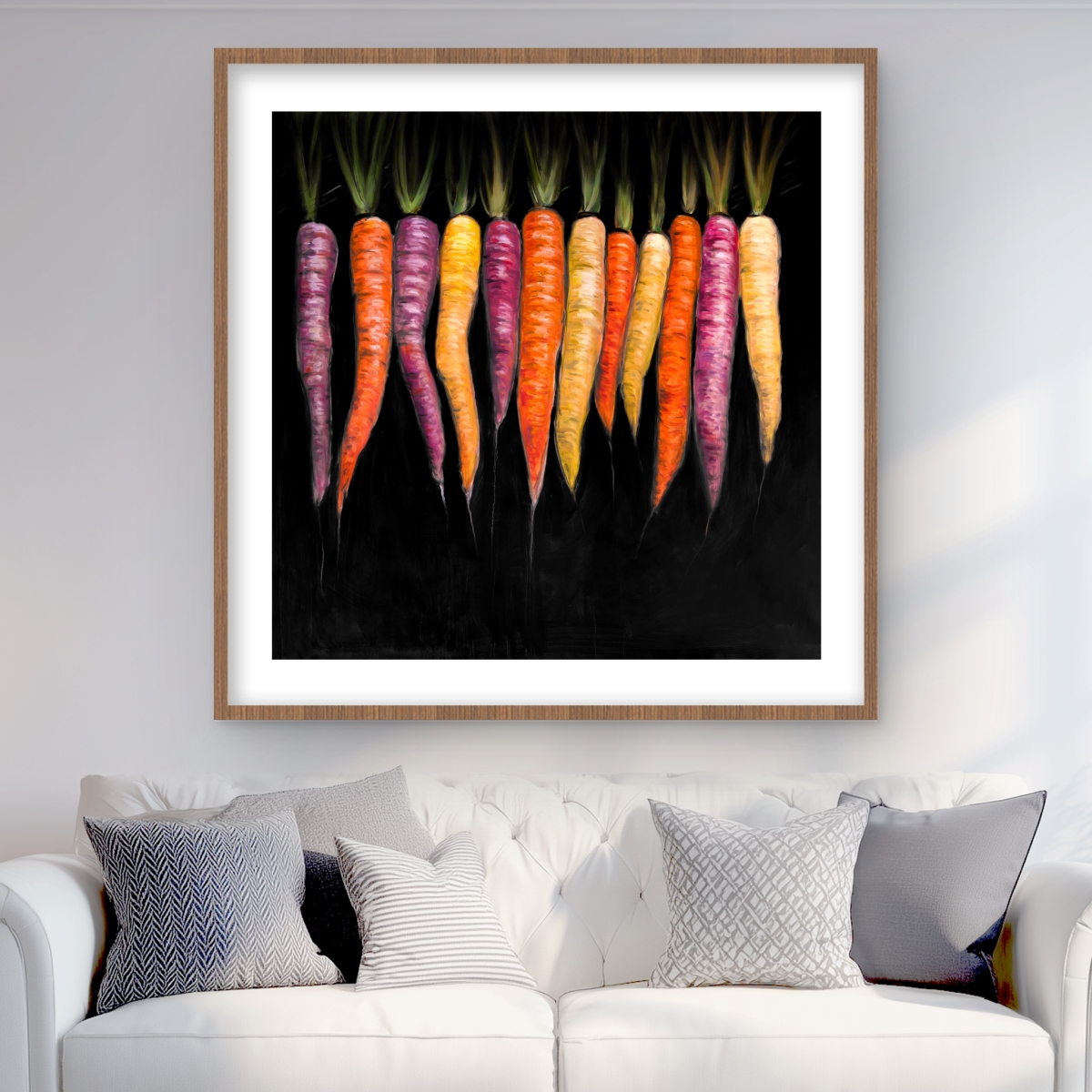 C1FM3636WF1DTC 36 x 36 in. Carrots Varieties - Rustic Kitchen Framed Matted Print Decor