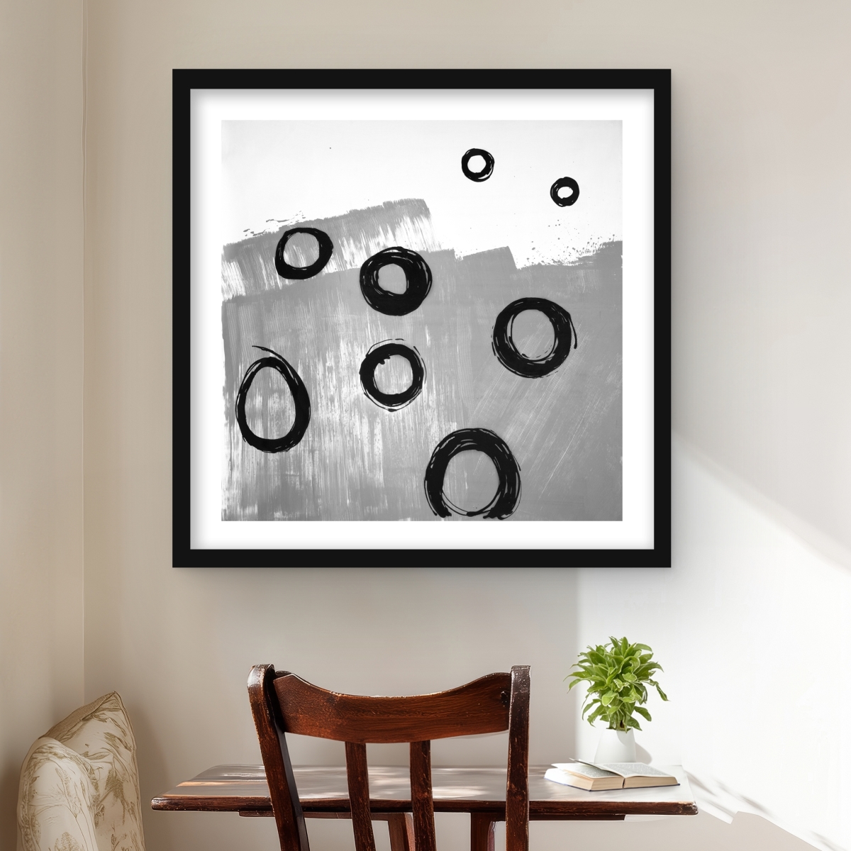 C1FM2424AK6DMG 24 x 24 in. Deconstructed - White Framed Matted Print for Bedroom Decor