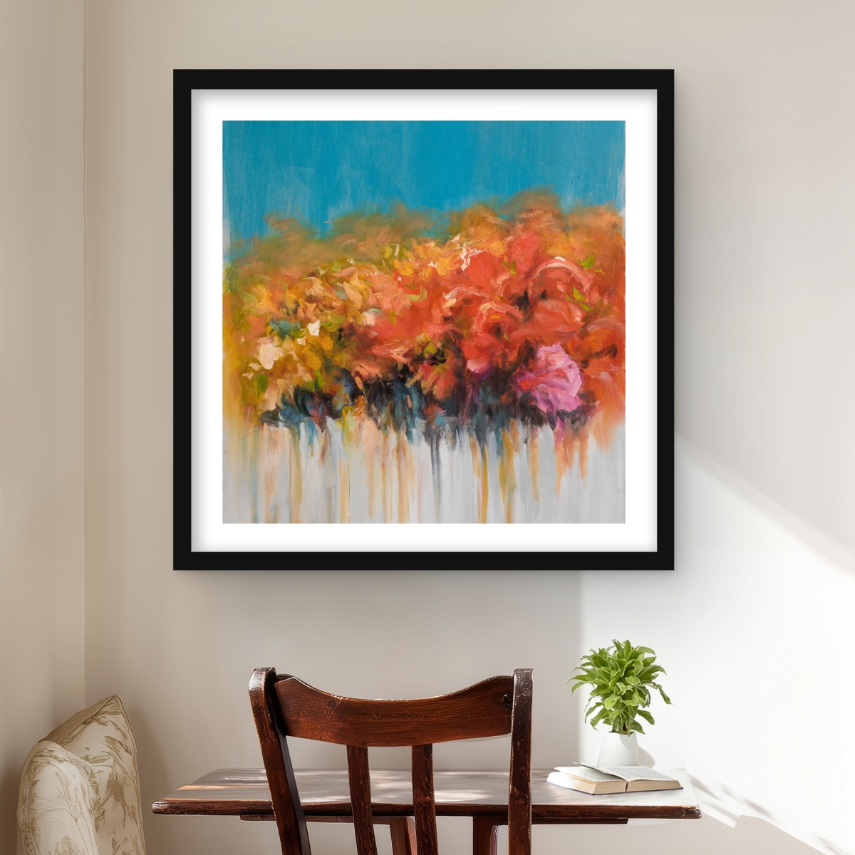 C1FM2424K6CDRZ 24 x 24 in. Orange Flowers Bundle - Framed Matted Print for Home Decor