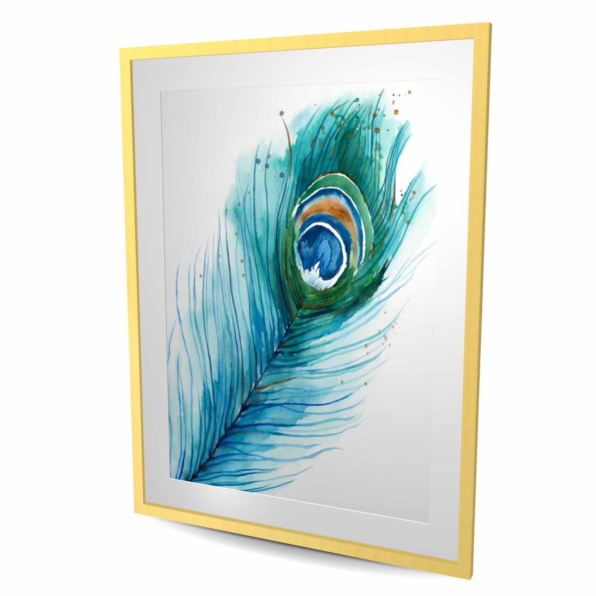 C1FM3648260QEA 36 x 48 in. Long Peacock Feather - Framed Matted Print for Home Decor