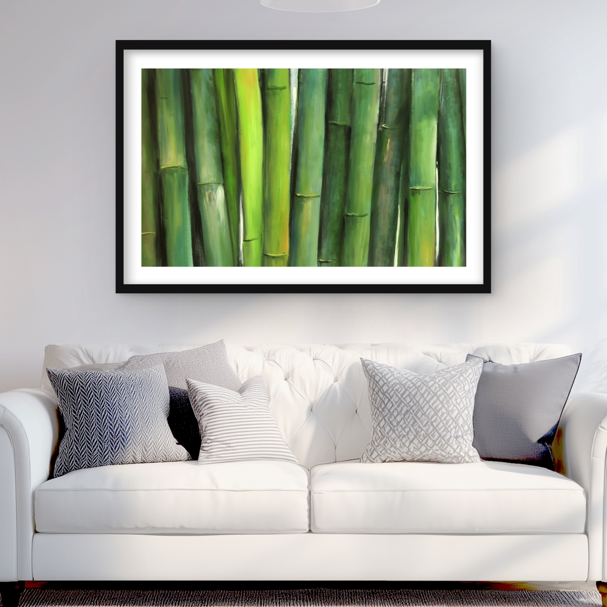 C1FM2436BU9WTK 24 x 36 in. Green Bamboo - Botanical Exotic Framed Matted Print - Decor