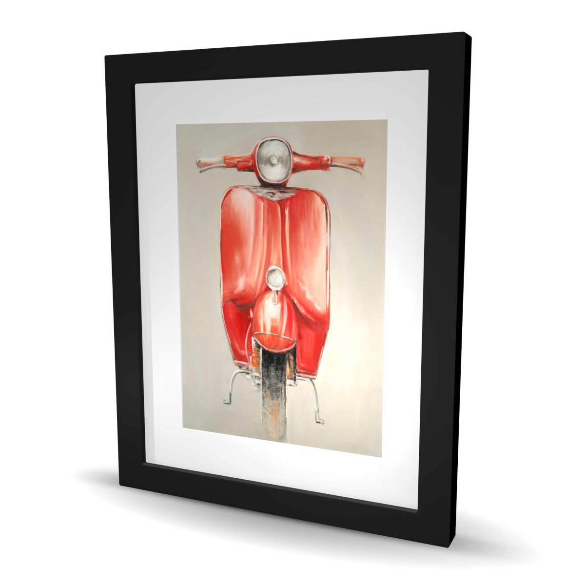 C1FM1620PRY5TS 16 x 20 in. Small Red Moped - Framed Matted Print for Home Decor