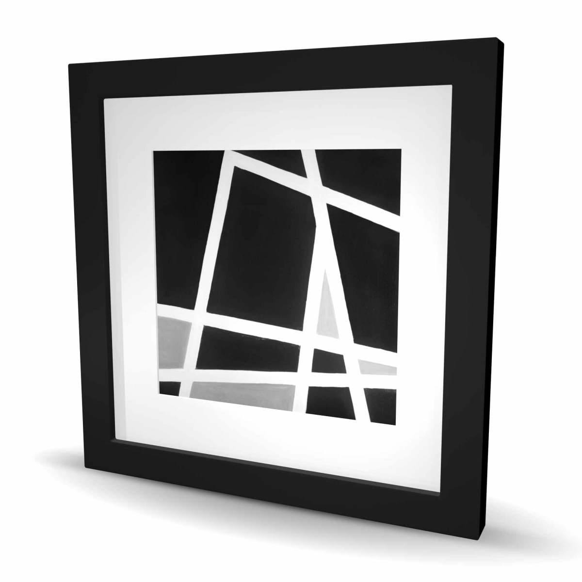 C1FM1616JNH4E5 16 x 16 in. Black & White Abstract Lines Print - Framed Home Decor