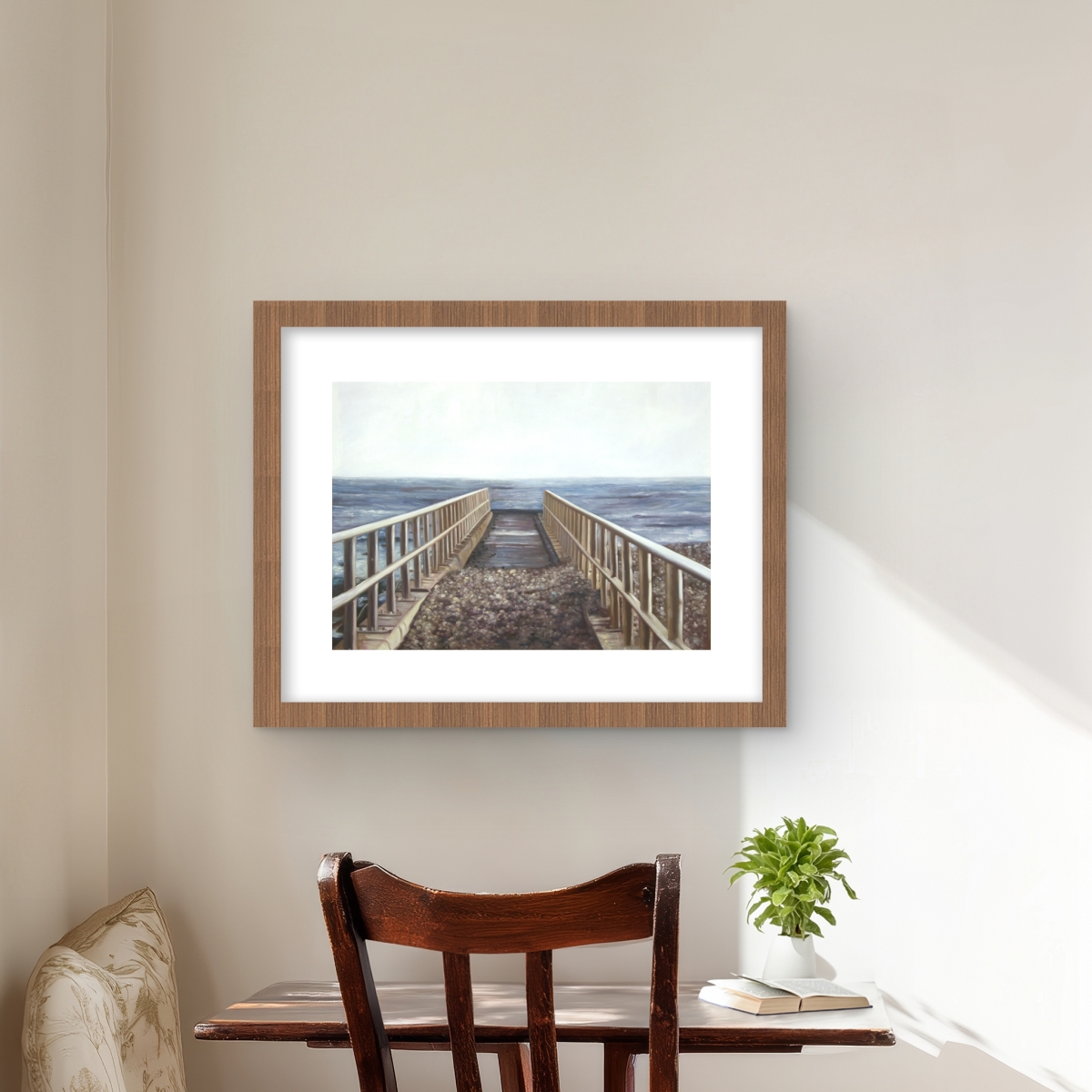 C1FM1620POS8UB 16 x 20 in. Relaxing Beach - Bathroom Beach Framed Matted Print Decor