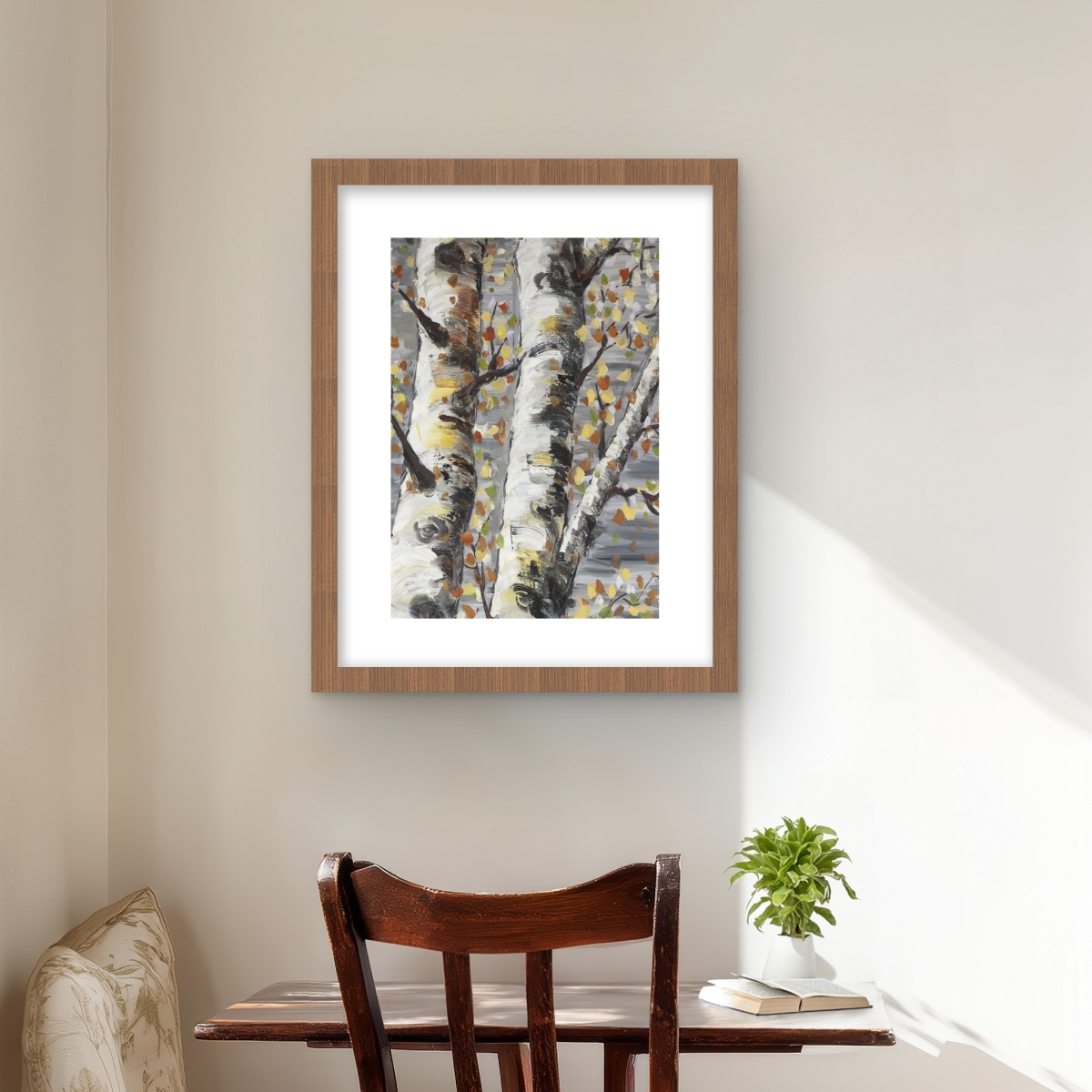 C1FM1620XMRNW1 16 x 20 in. Budding White Birches - Office Seasons Framed Print Decor
