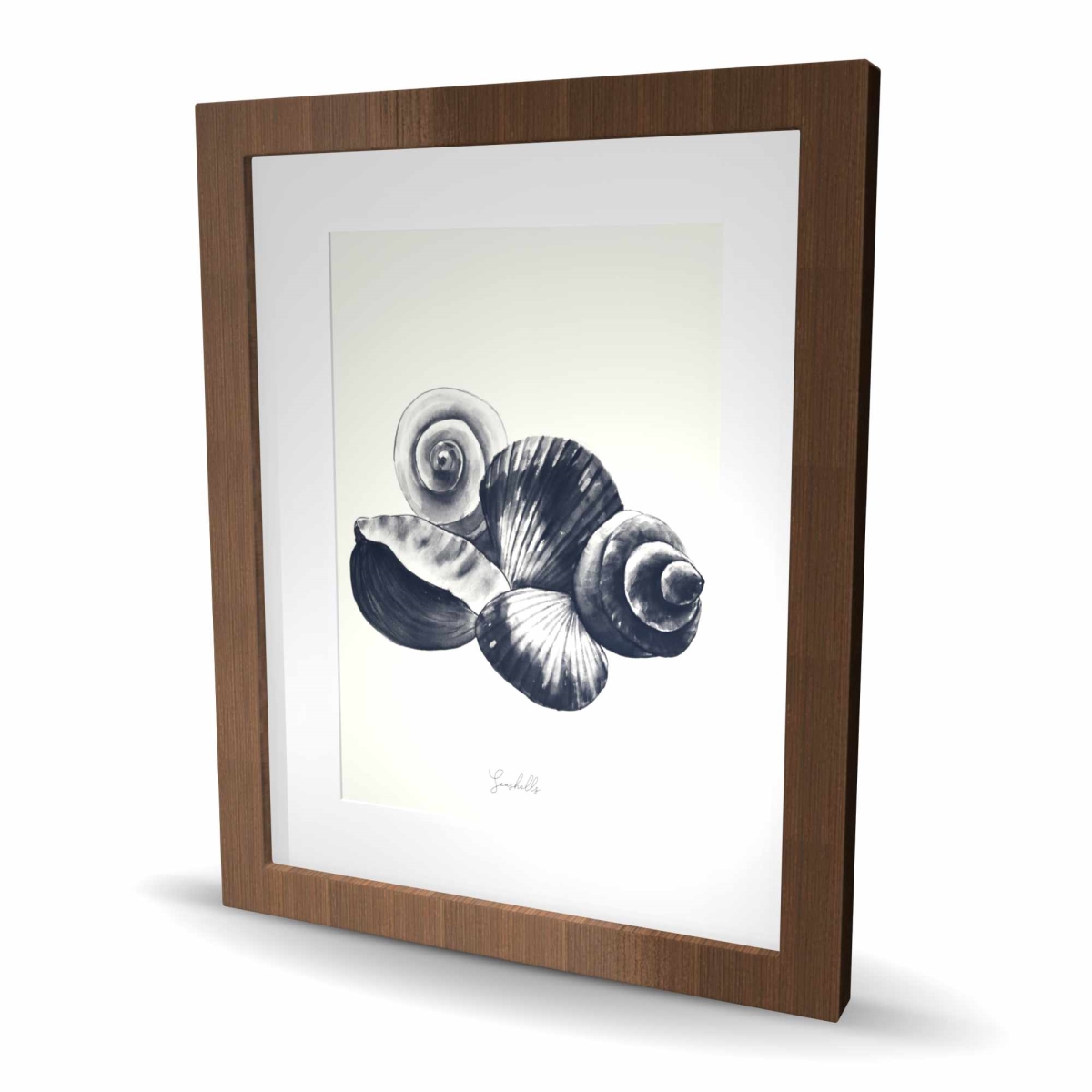 C1FM1620U89KLY 16 x 20 in. Blue Seaside Shells - Bathroom Framed Matted Print Decor