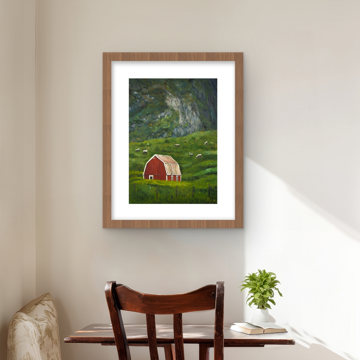 C1FM16203WJ0K4 16 x 20 in. Life in the Countryside - Rustic Farm Animals Framed Print