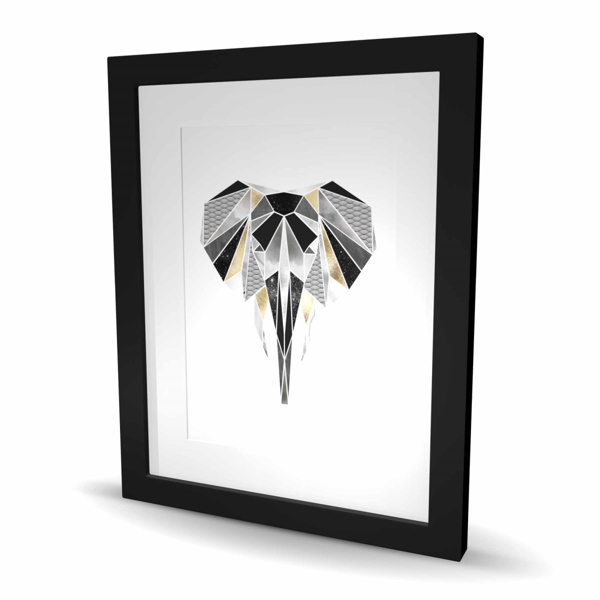C1FM1620WSGPXT 16 x 20 in. Geometric Elephant Silver Framed Matted Print - Home Decor
