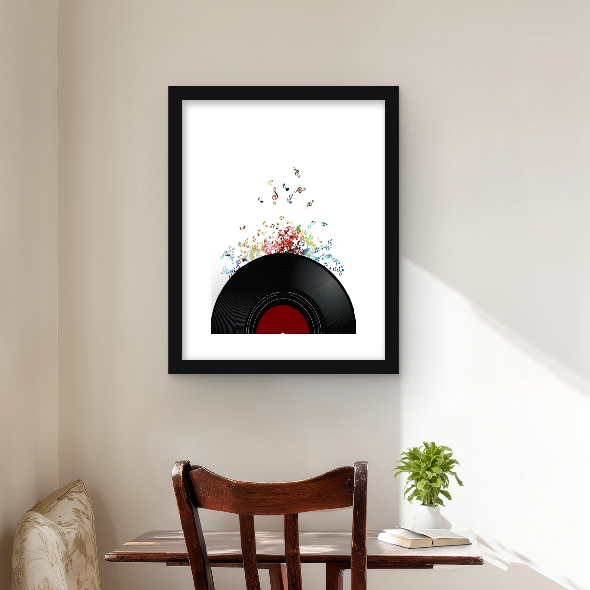 C1FM16200CSPM7 16 x 20 in. Notes Escaping From A Vinyl Record - Framed Matted Print