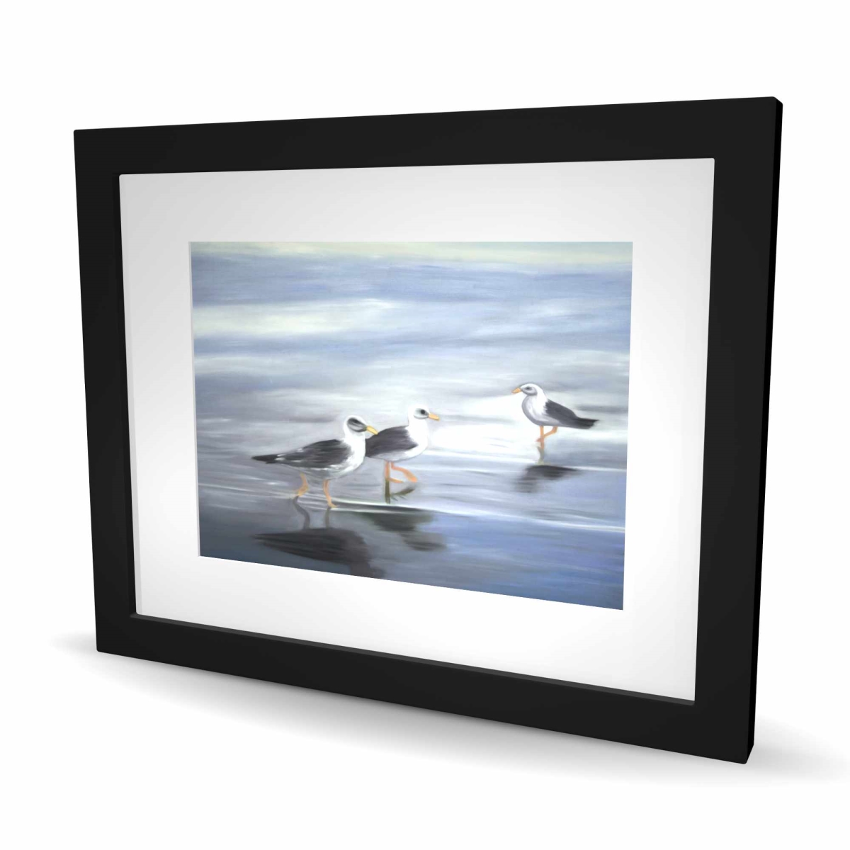 C1FM1620TAR1S0 16 x 20 in. Three Gulls - Blue Bird Framed Matted Print for Home Decor