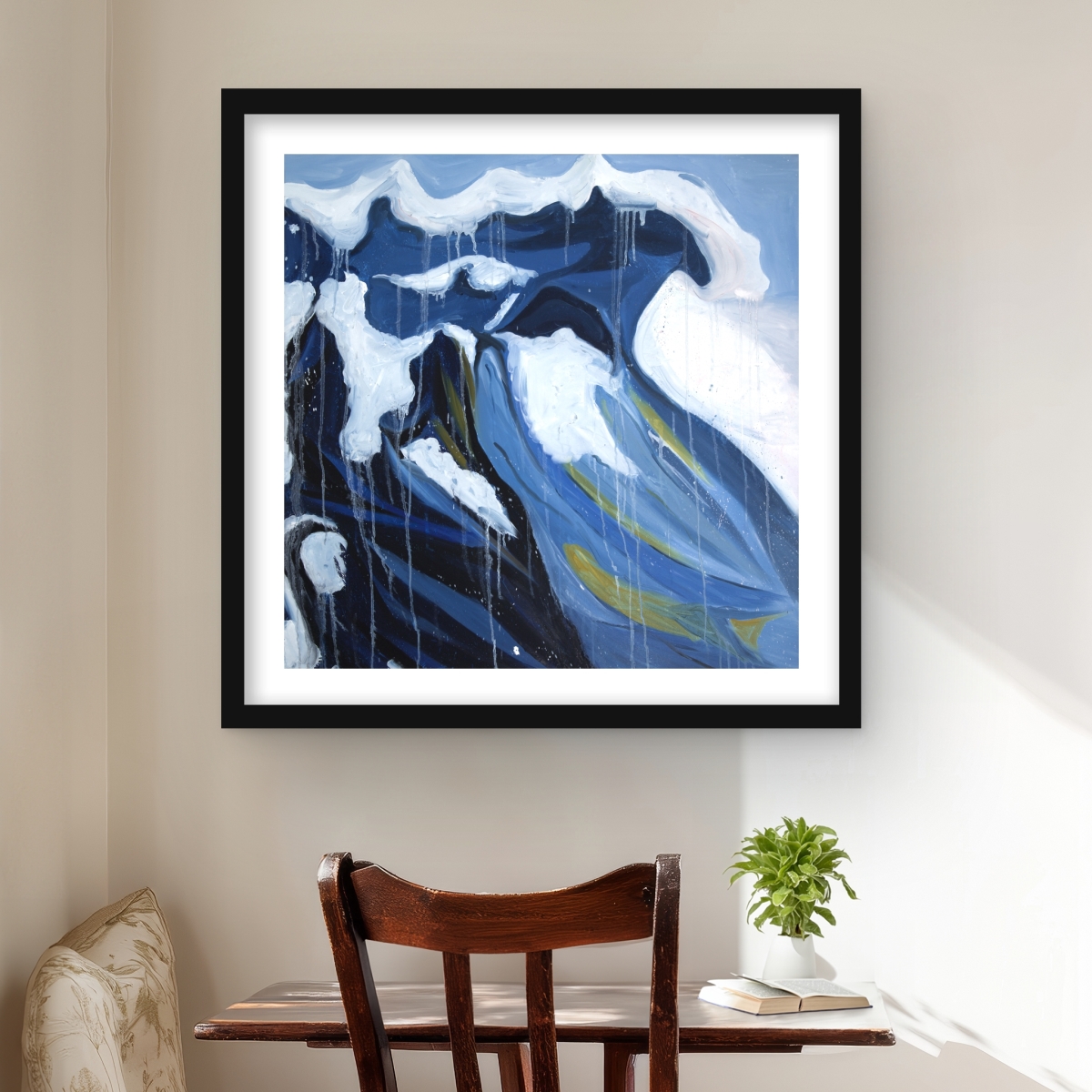 C1FM2424VIXUC5 24 x 24 in. Wave in Motion - Beach Modern Framed Matted Print for Decor