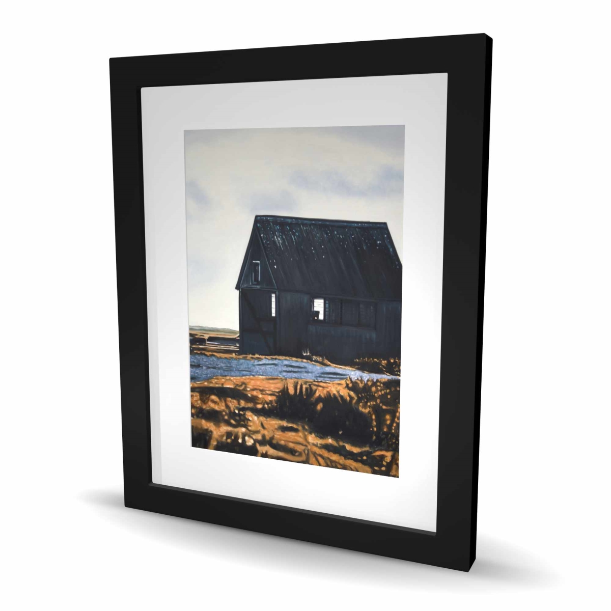 C1FM1620ZHGN7Z 16 x 20 in. Abandoned Barn - Rustic Leaves Framed Matted Print for Decor